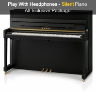 Kawai E-200 ATX 3L Ebony Satin Upright Silent Piano All Inclusive Package